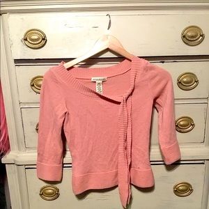 Pink Shirt Sweater with Bow Merino Wool
